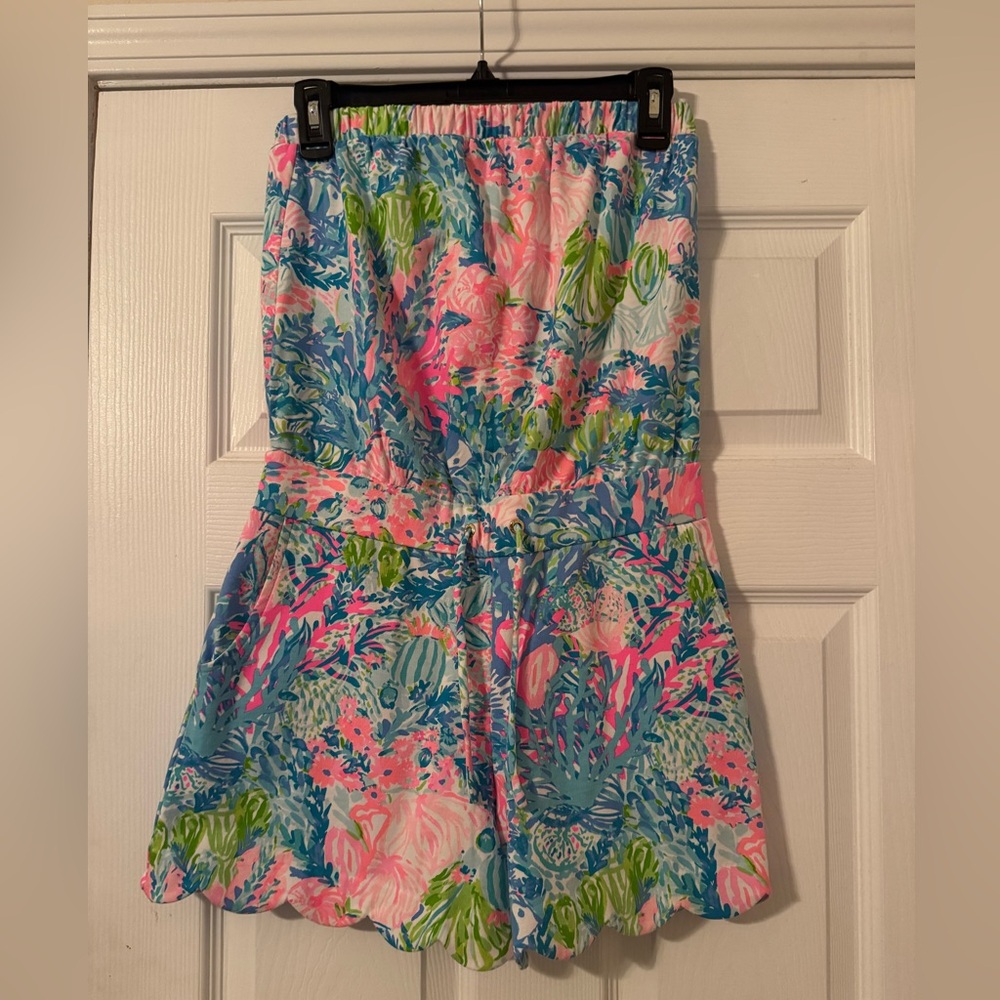 Lilly Pulitzer Blue and Pink Tropical Jace Romper